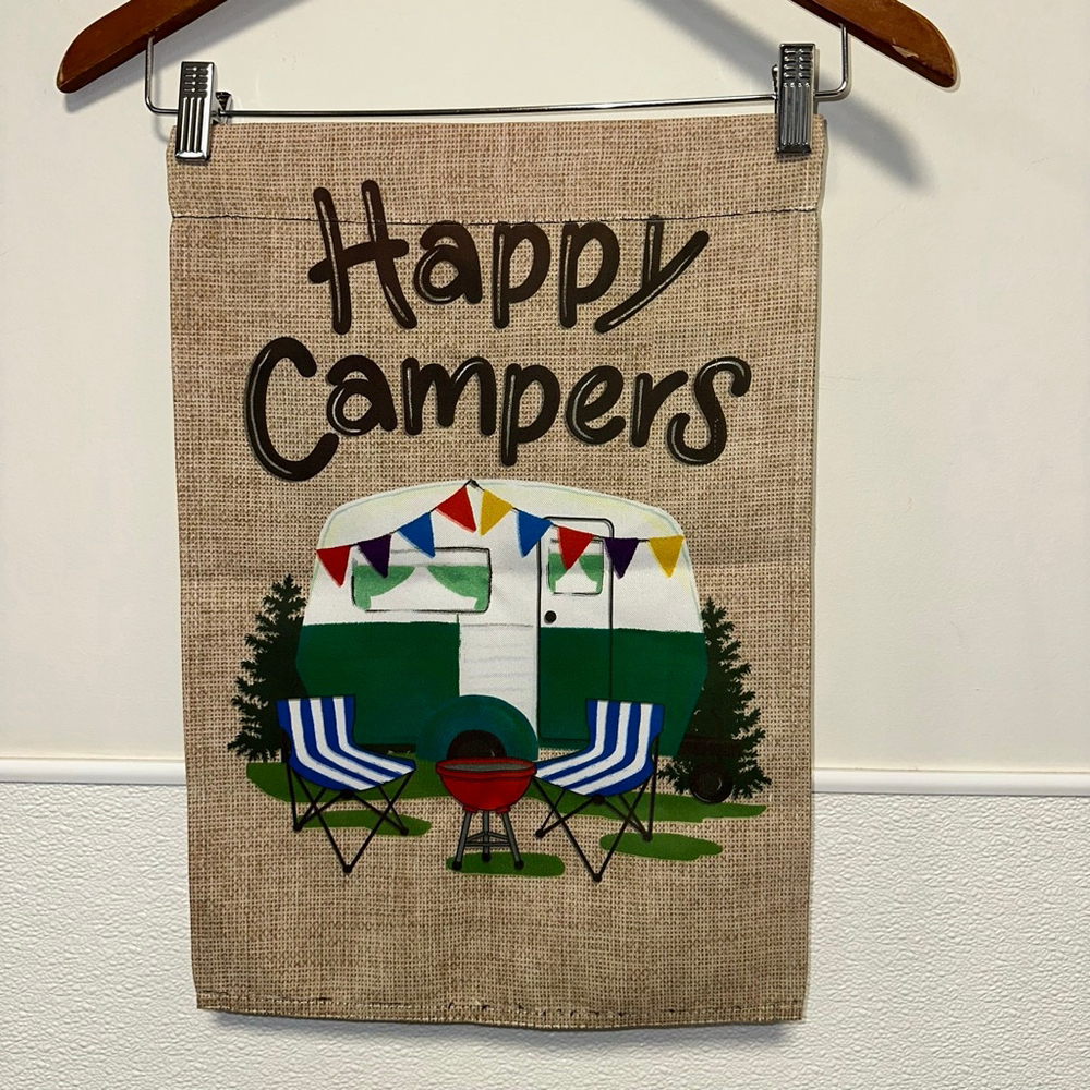 Evergreen Happy Campers Garden Flag One Size Beige Green Home Decor Camping - Picture 4 of 9